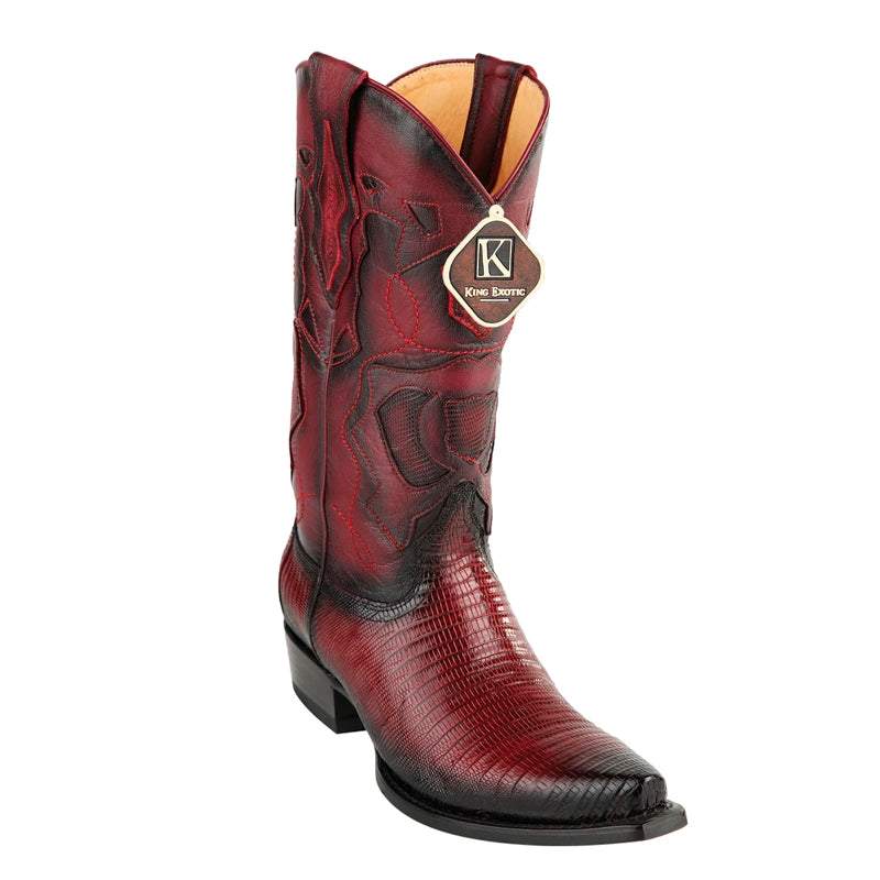 King Exotic Burnished Burgundy Teju Lizard Boots