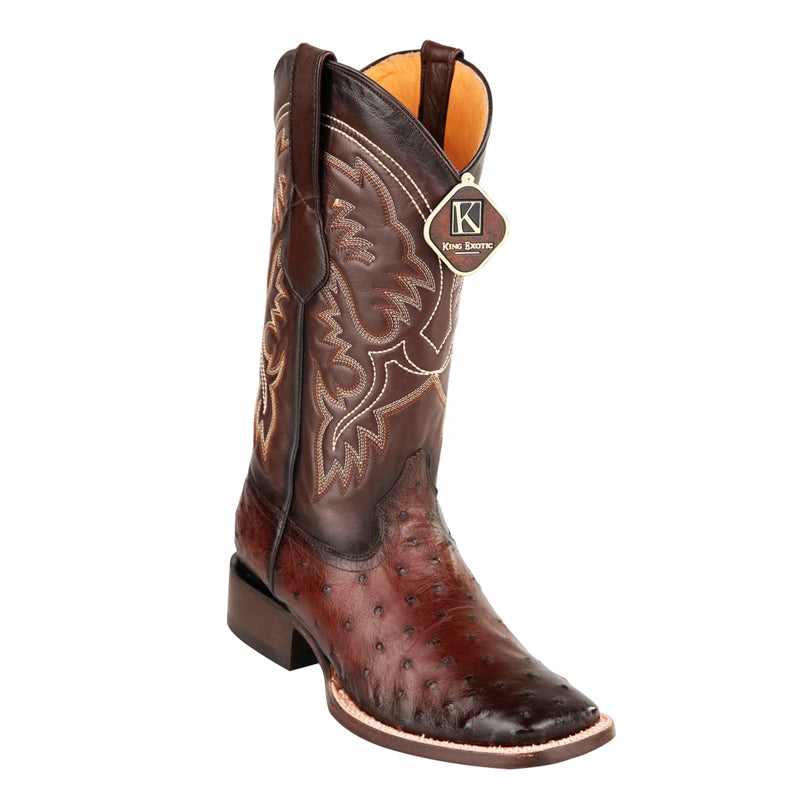 Full Quill Ostrich Square Toe Boots Handmade