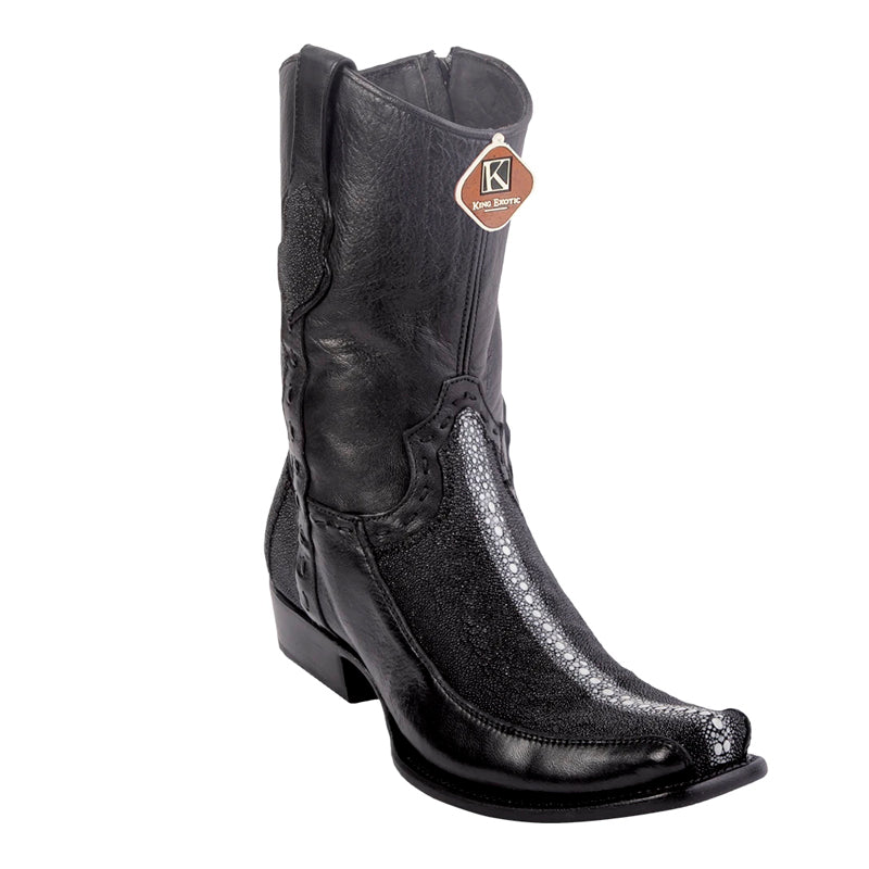 King Exotic Men's Stingray Rowstone Boots Black