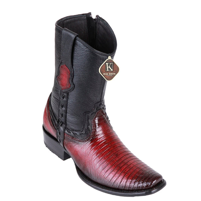 Teju Lizard Dubai Toe Boots, Handcrafted Burgundy