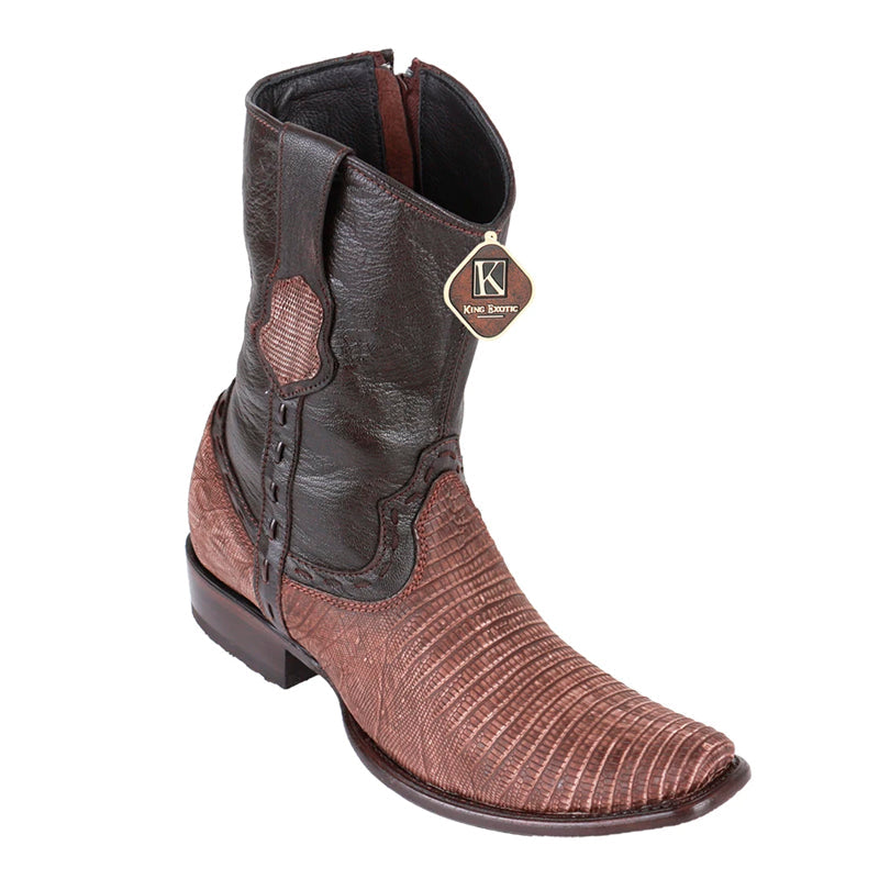 King Exotic Teju Lizard Boots Dubai Toe Sanded Brown