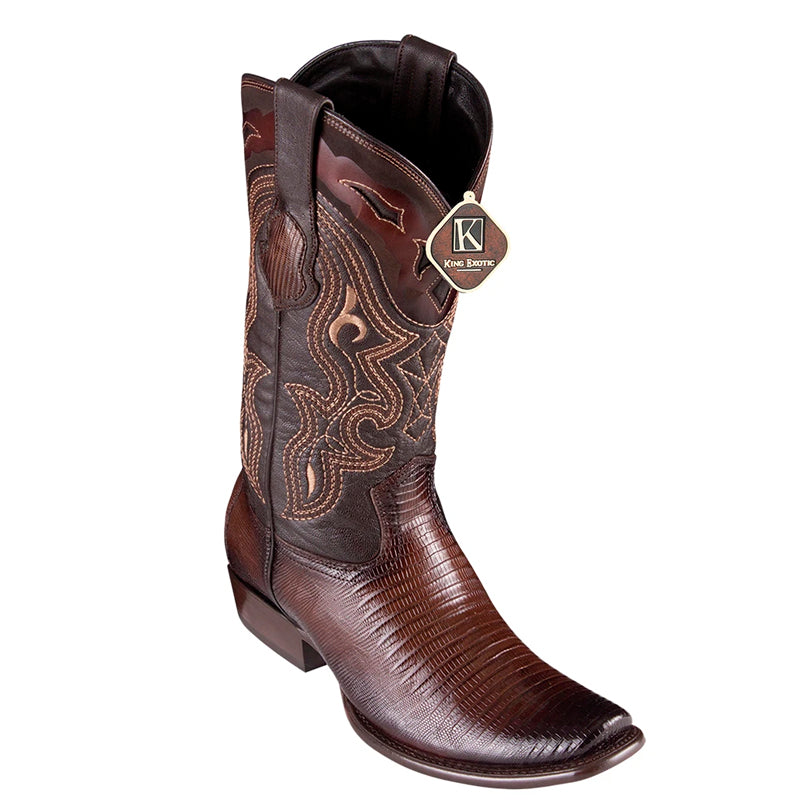 King Exotic Teju Lizard Dubai Toe Boots Faded Brown
