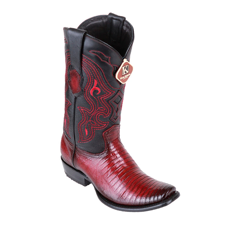 King Exotic Teju Lizard Boots Dubai Toe Faded Burgundy