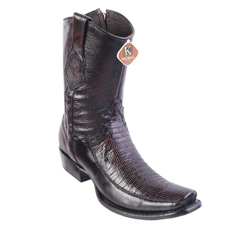 King Exotic Teju Lizard Dubai Toe Boots Black Cherry