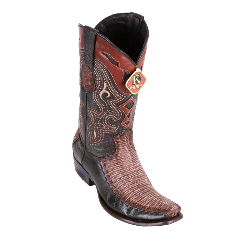 Men's Sanded Brown Teju Lizard Dubai Toe Boots