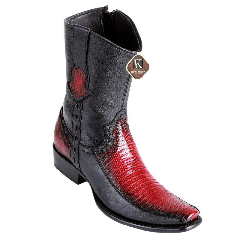 Men's Faded Burgundy Teju Lizard Dubai Toe Boots