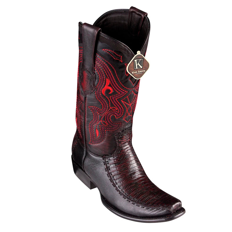Teju Lizard Black Cherry Boots by King Exotic