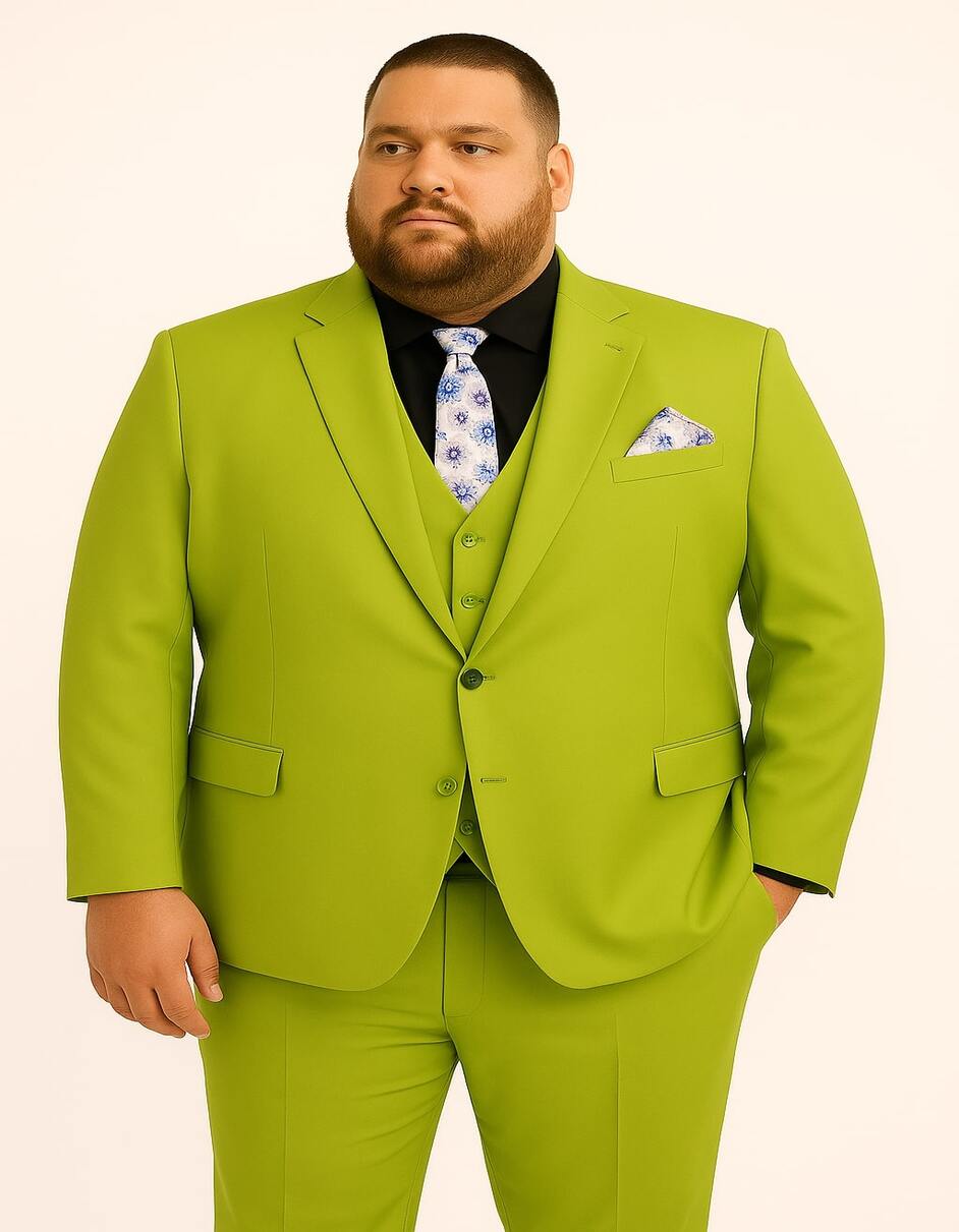 Men's Lime Green Slim Fit Three-Piece Suit