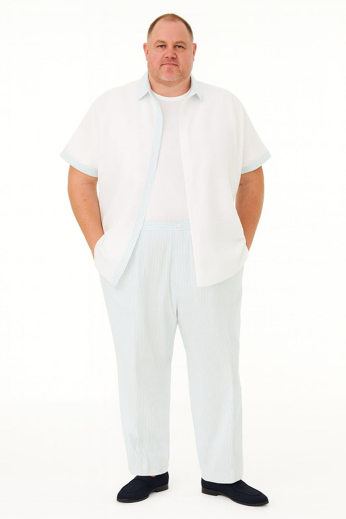 Men’s Sky Blue Casual Two-Piece Shirt & Pants Set