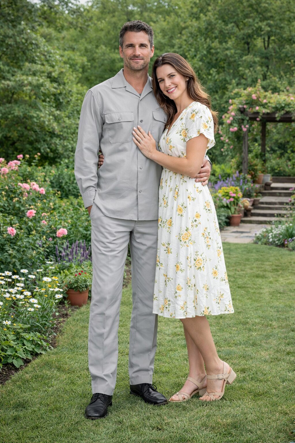 Mens Luxury Grey Wool Two-Piece Leisure Walking Suit