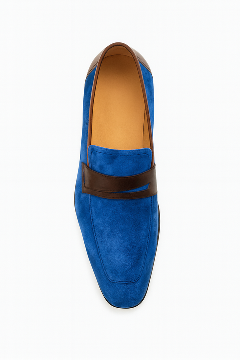 Men's Blue Slip On Stylish Dress Loafer Design Shoe