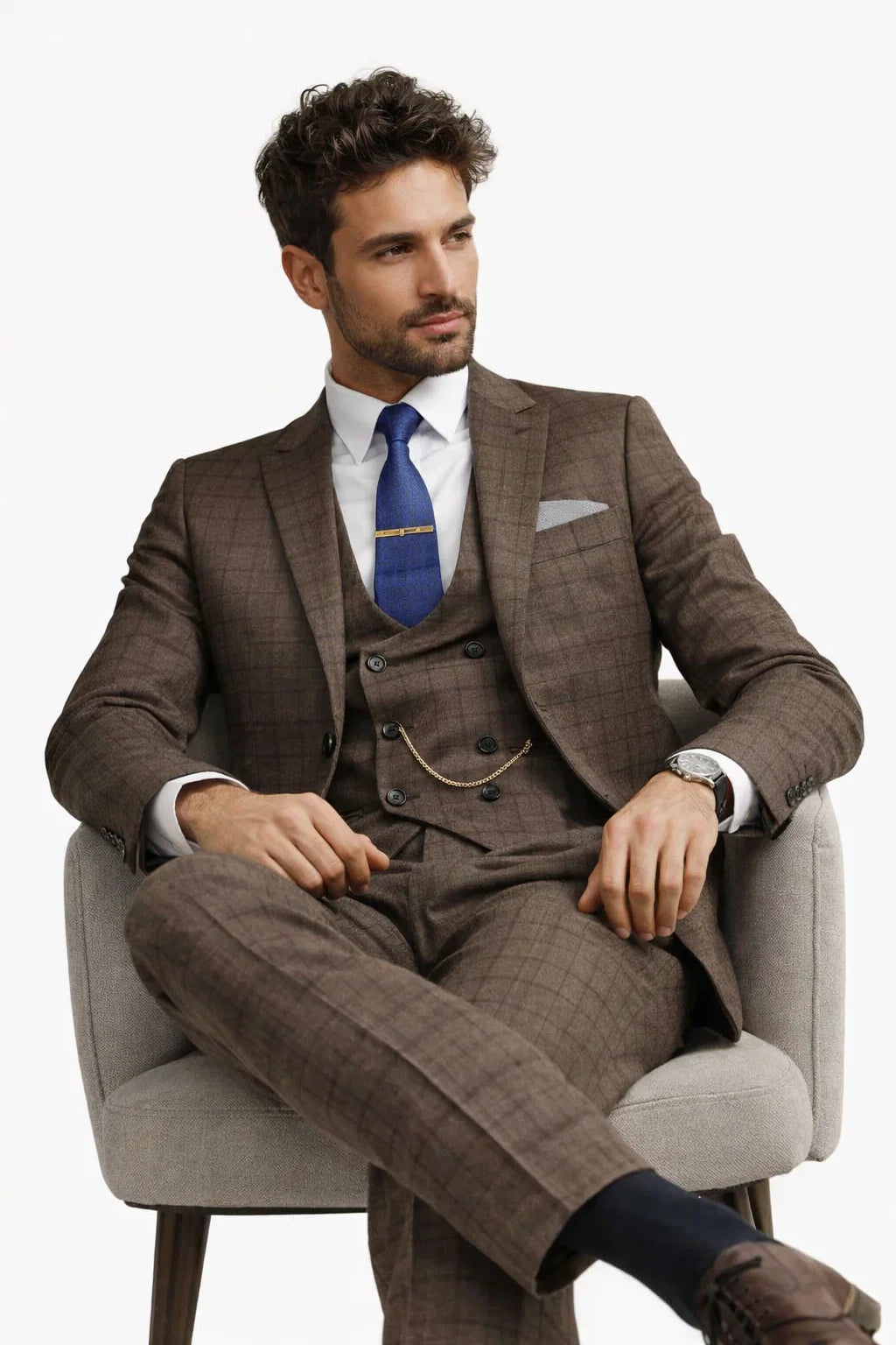 Men’s Brown 3-Piece Slim Fit Suit
