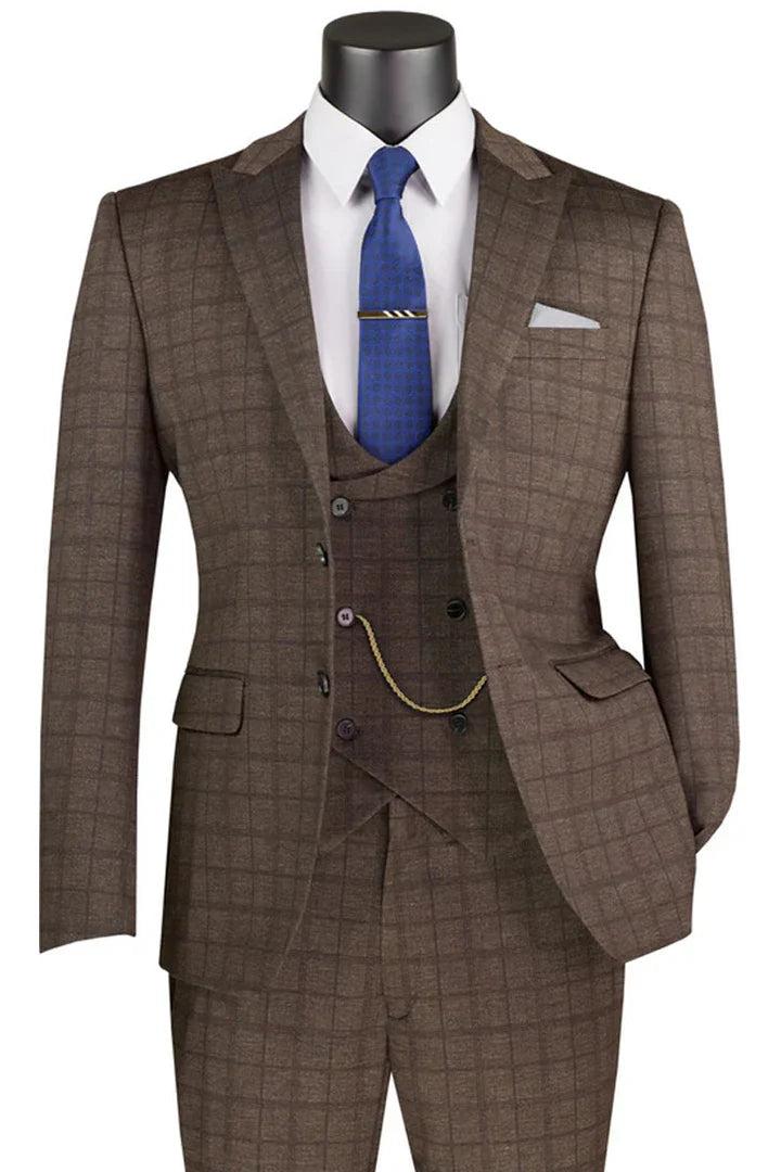 Men’s Brown 3-Piece Slim Fit Suit