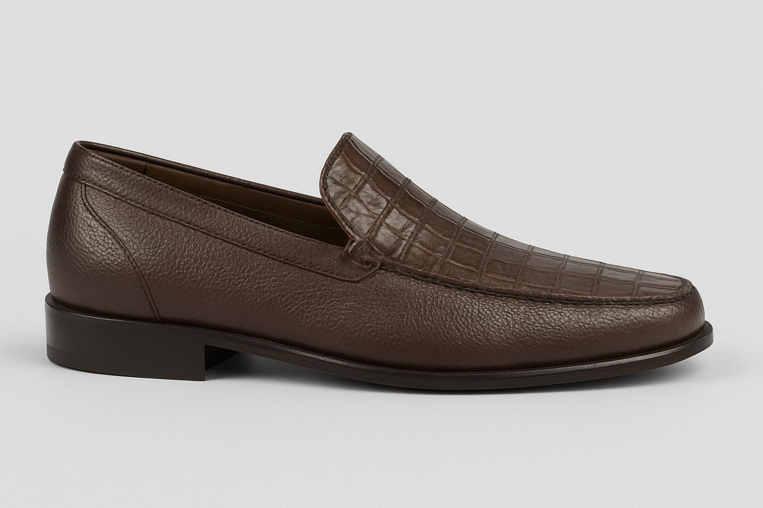 Crocodile & Calfskin Leather Slip-On Dress Shoes