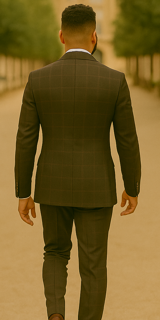 Rossiman Rossi Brown Plaid Slim Fit Suit