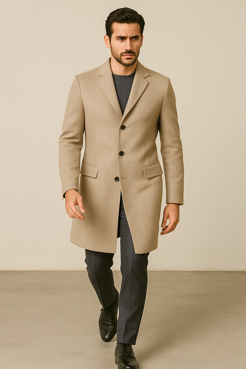 Men's Cashmere Overcoat Tan