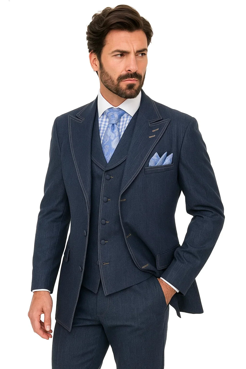 Men's Denim Formal Suit