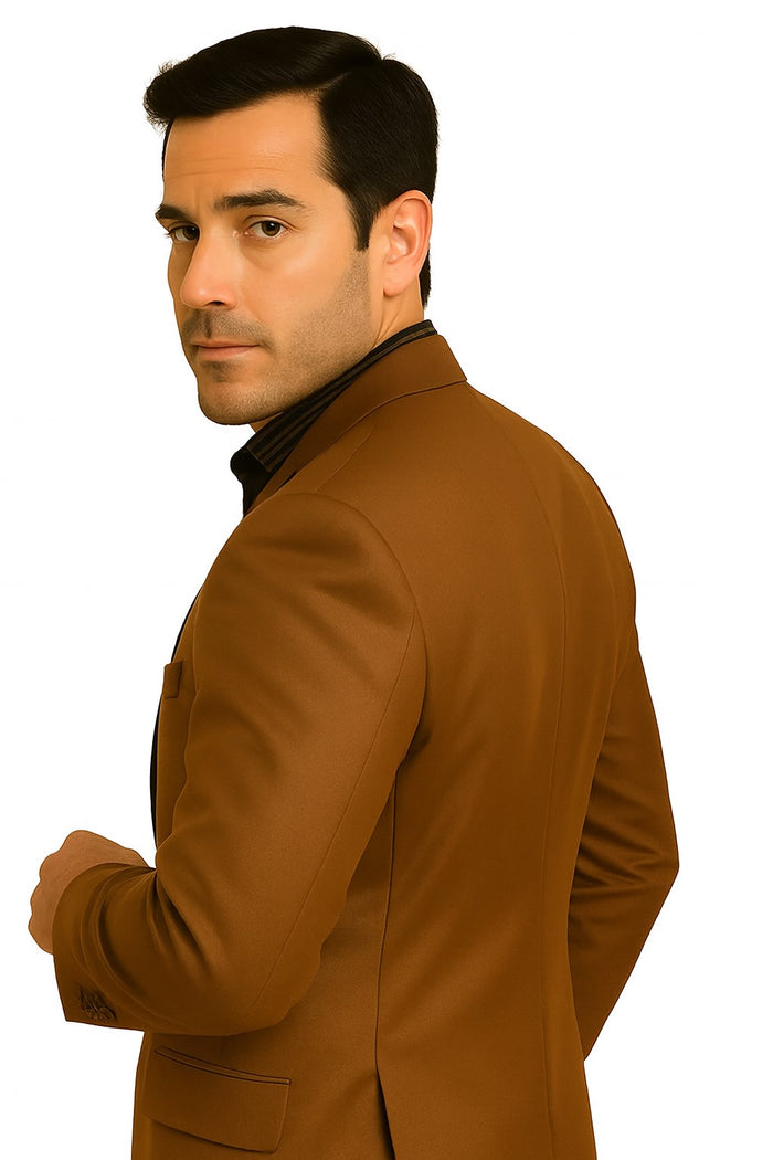 Men's Designer 2-Button With Sheen Rust ~ Peach Sharkskin Suit