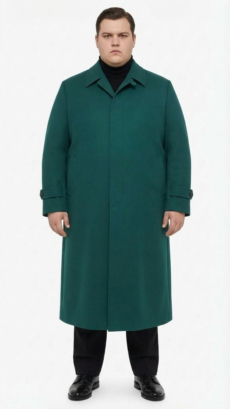 Men’s Full-Length Green Overcoat 