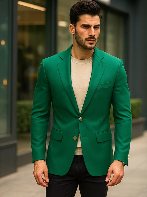 Men's Green Blazer On Sale Polyester