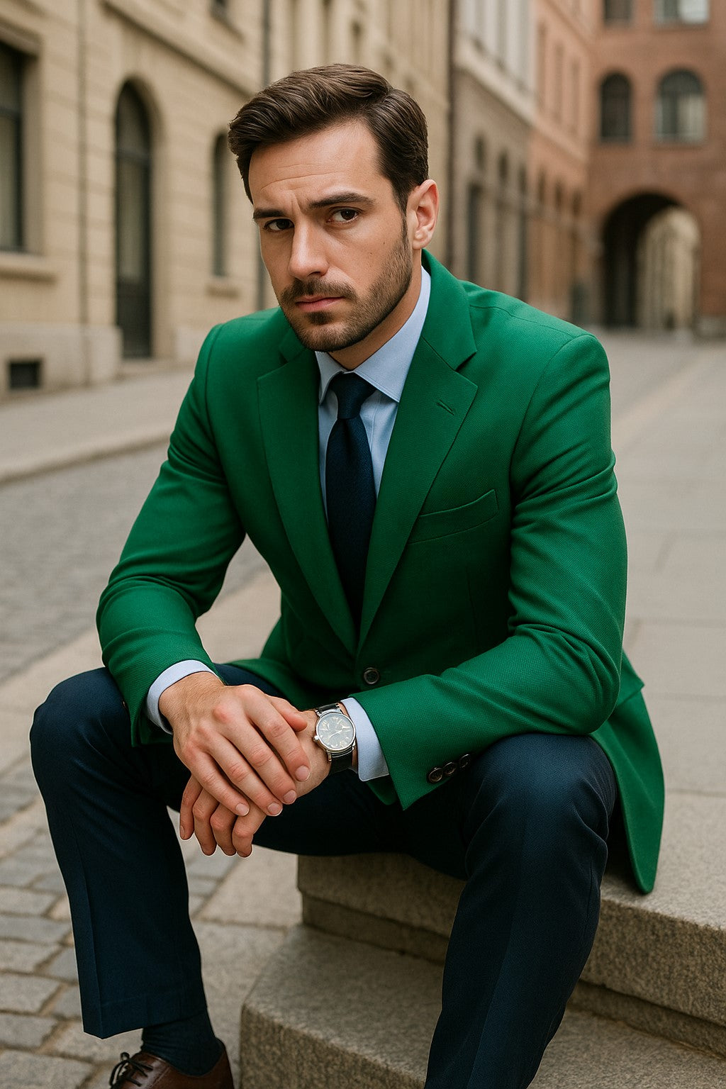 Men's Green Blazer On Sale Polyester