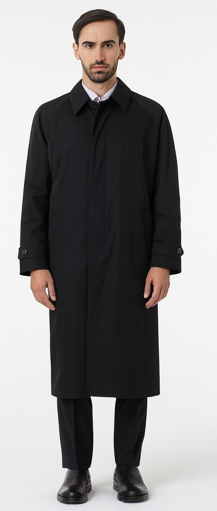 Men's Long Full Length Rain Coat Black