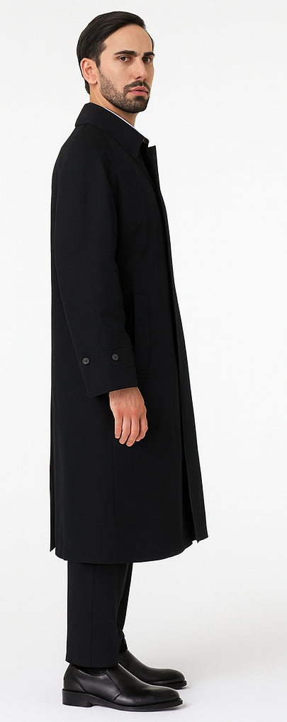 Men's Long Full Length Rain Coat Black