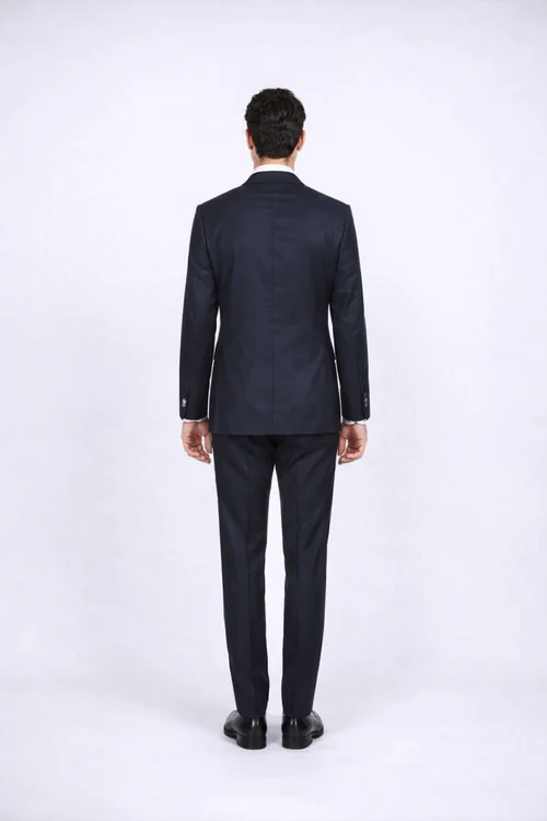 Rossiman Rossi Navy Blue Slim Fit Suit | Peak Lapel Tailored Formalwear for Men – Italian 3-Piece Luxury Suit