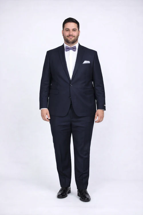 Rossiman Rossi Navy Blue Slim Fit Suit | Peak Lapel Tailored Formalwear for Men – Italian 3-Piece Luxury Suit