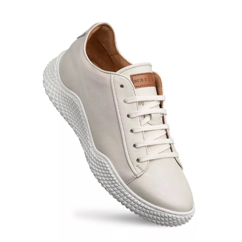 Mezlan Pristine White Leather Sneakers