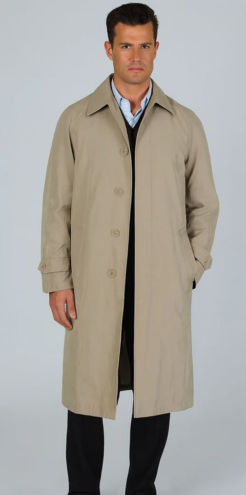 Men's 'Renny' Full-length Belted Raincoat Taupe