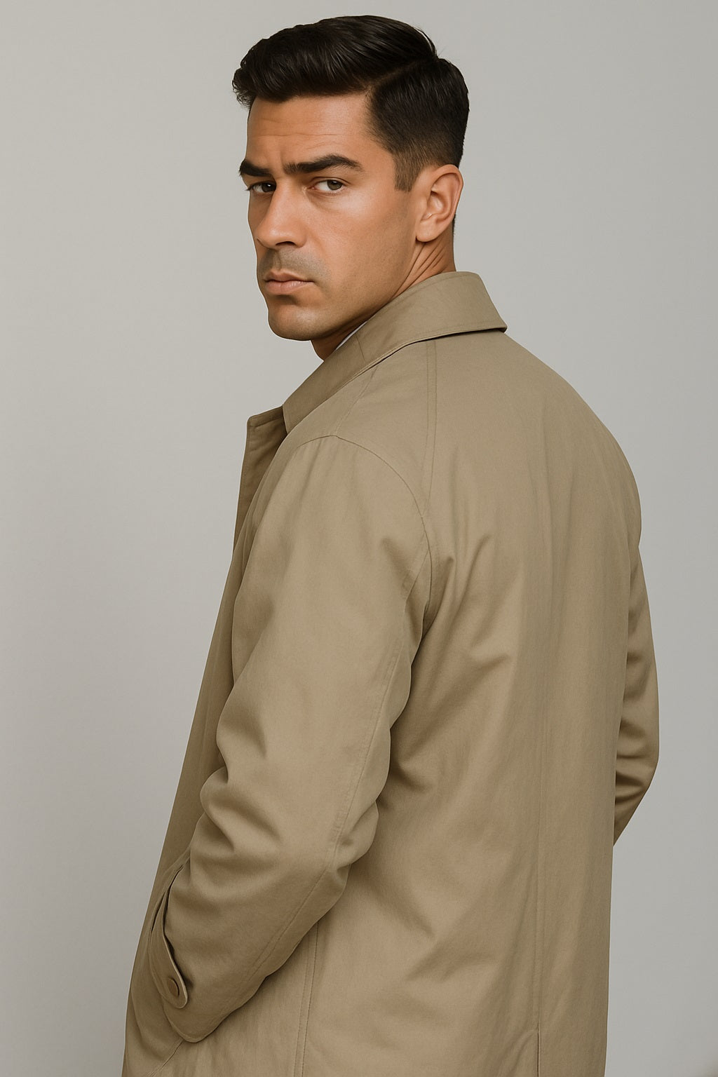 Men's 'Renny' Full-length Belted Raincoat Taupe