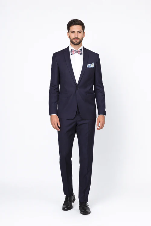 Men’s Slim Fit 100% Wool Suit by Rossiman Rossi | Peak Lapel Jacket & Plum Tapered Pants – Italian Tailored Luxury 3-Piece Suit