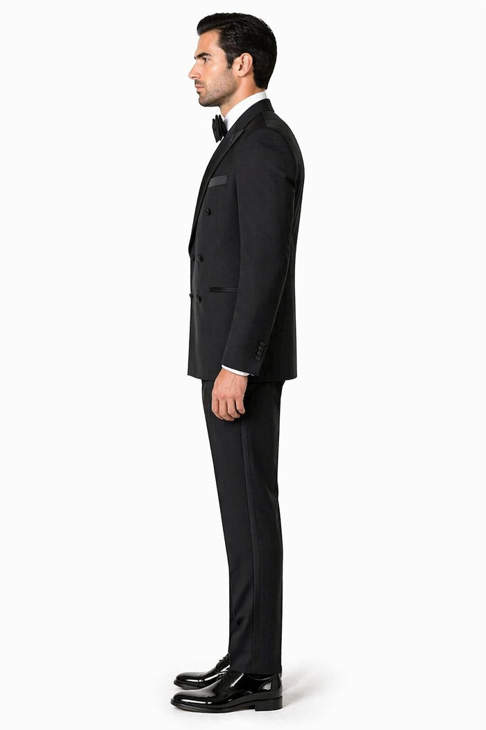 Double Breasted Men's Black Tuxedo Super 150's Discount Sale Designer