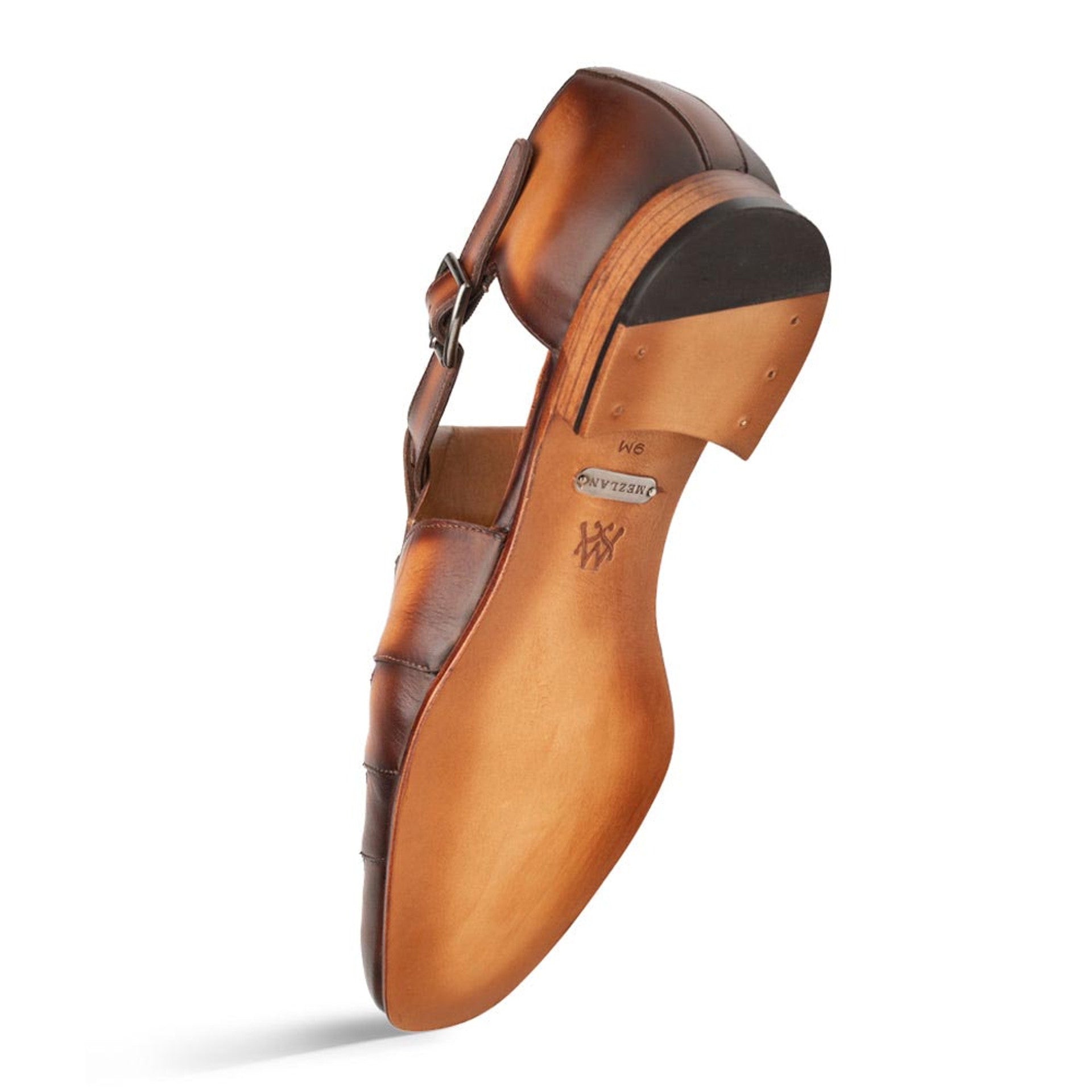 Mezlan Men's Tan T-Strap Calfskin Dress Sandals