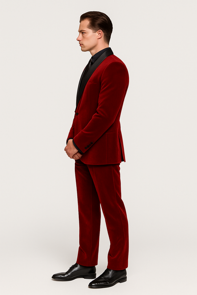 Men's Velvet Suit Fabric Shawl Collar Tuxedo1