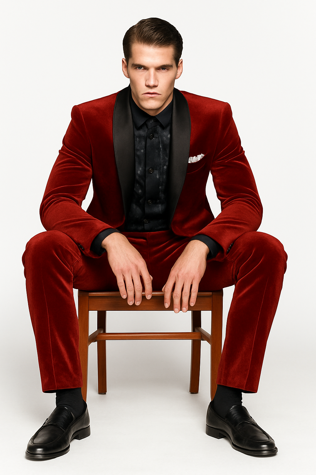 Men's Velvet Suit Fabric Shawl Collar Tuxedo1