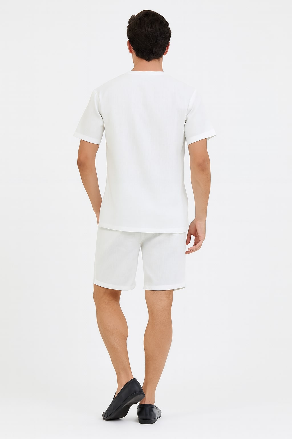 White Embroidered Summer Short Set for Men