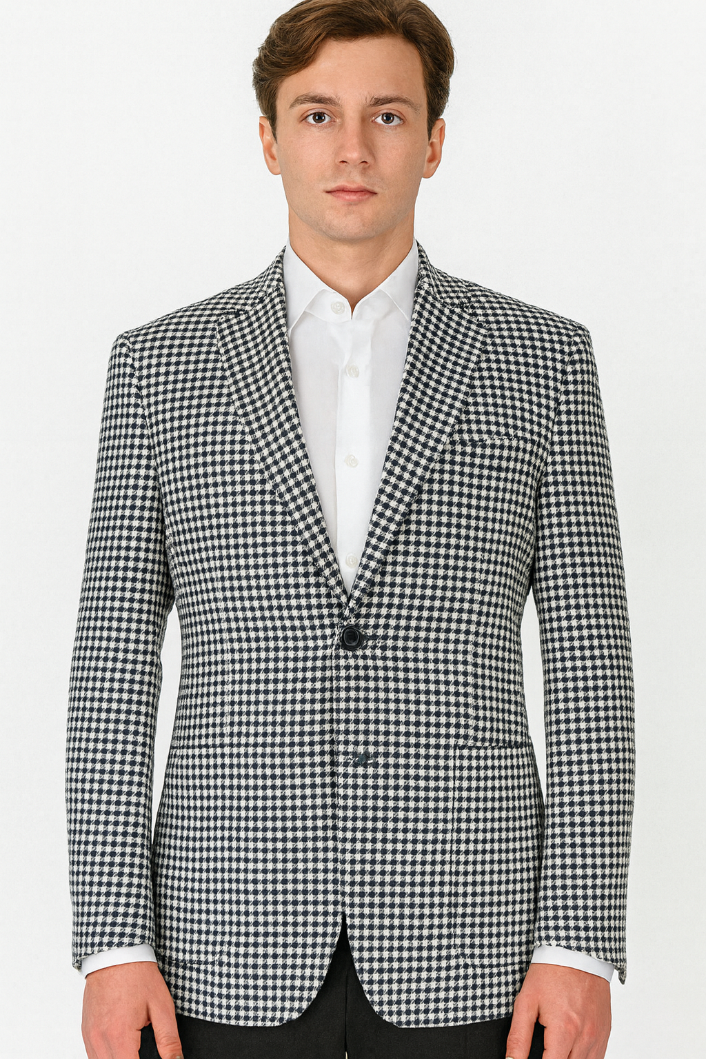 Houndstooth Blazer - Houndstooth Sport Coat - Black and White Checker Jacket