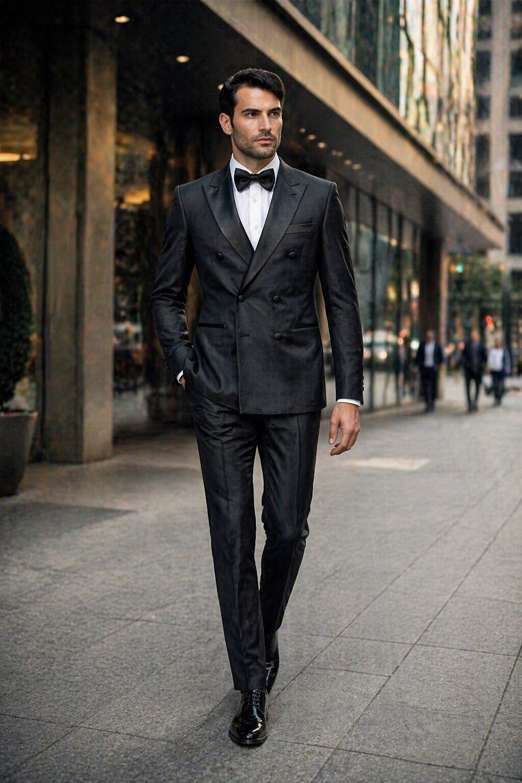 Double Breasted Men's Black Tuxedo Super 150's Discount Sale Designer