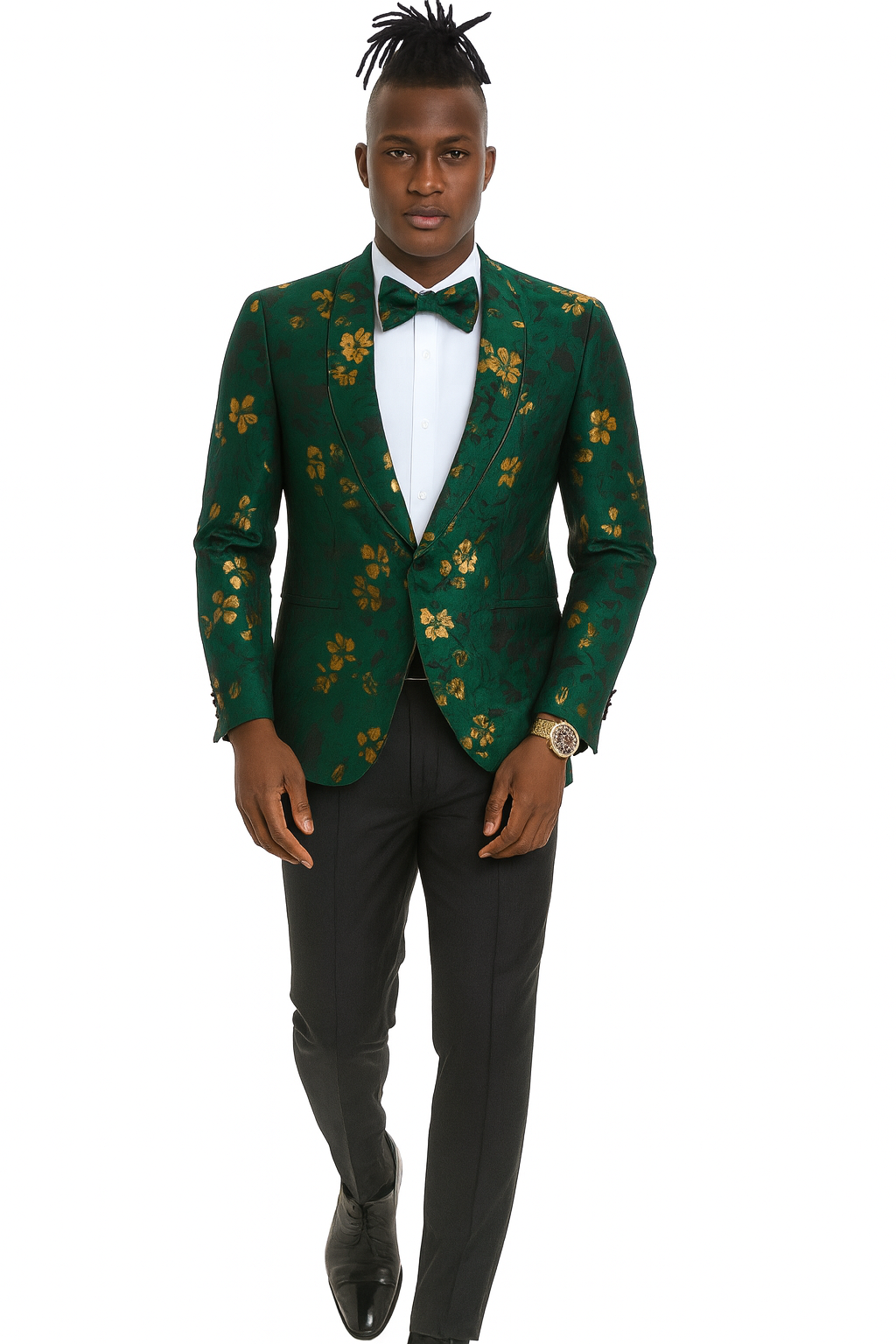 Hunter Green & Gold Paisley Slim Fit Tuxedo Jacket