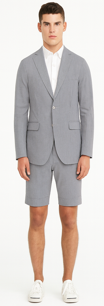 Men's summer business suits with shorts pants set (sport coat Looking) Grey