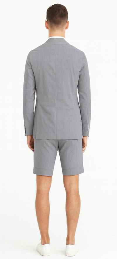 Men's summer business suits with shorts pants set (sport coat Looking) Grey