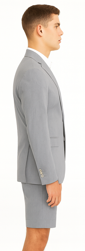 Men's summer business suits with shorts pants set (sport coat Looking) Grey