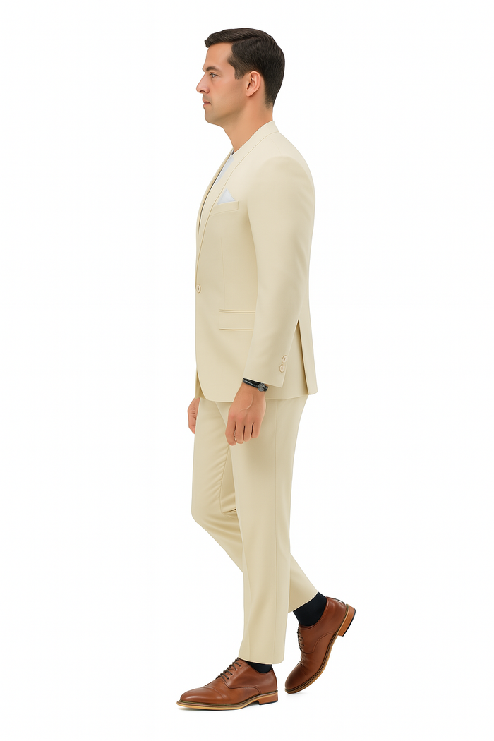 Two Piece Linen Suit Hybrid Fit No Collar
