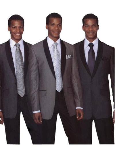 Men's 1 Button Luxurious Slim Fit Black, Grey & Dark Navy Cheap Priced Business Suits Clearance Sale