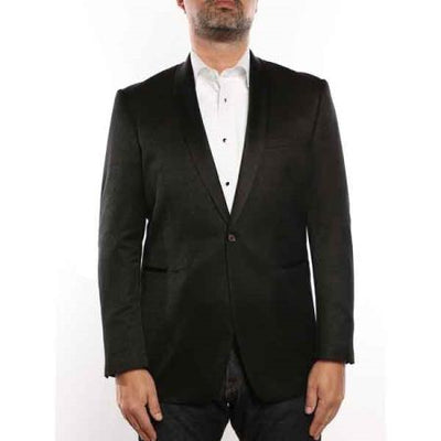 Men's 1 Button Shawl Collar Textured Tuxedo Slim Fit Blazer Black