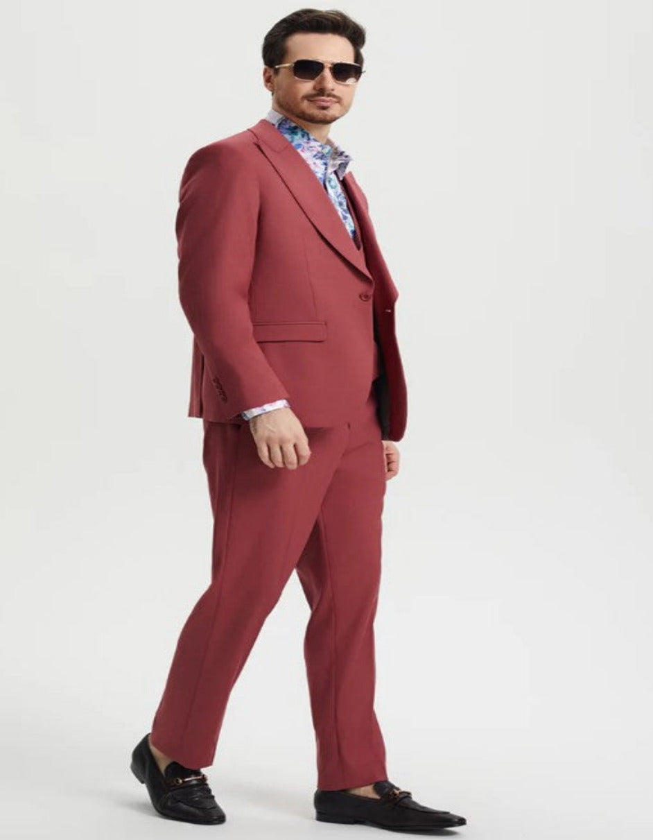 Men's Coral Blush Pink Peak Lapel Suit