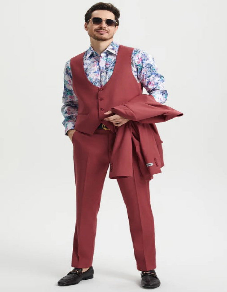 Men's Coral Blush Pink Peak Lapel Suit