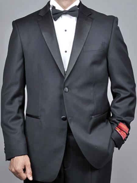 Authentic Tiglio Brand Men's Lapel Tuxedo 2 Button Black - High End Suits - High Quality Suits